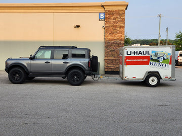 Uhaul trailer hitch towing a car