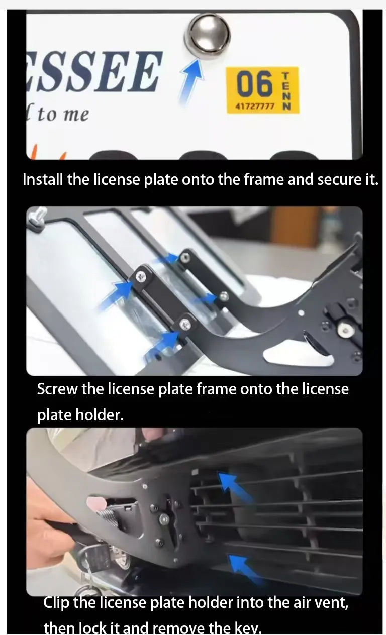 Tesla Model 3/Y Aluminum License Plate Frame with Lock Detail
