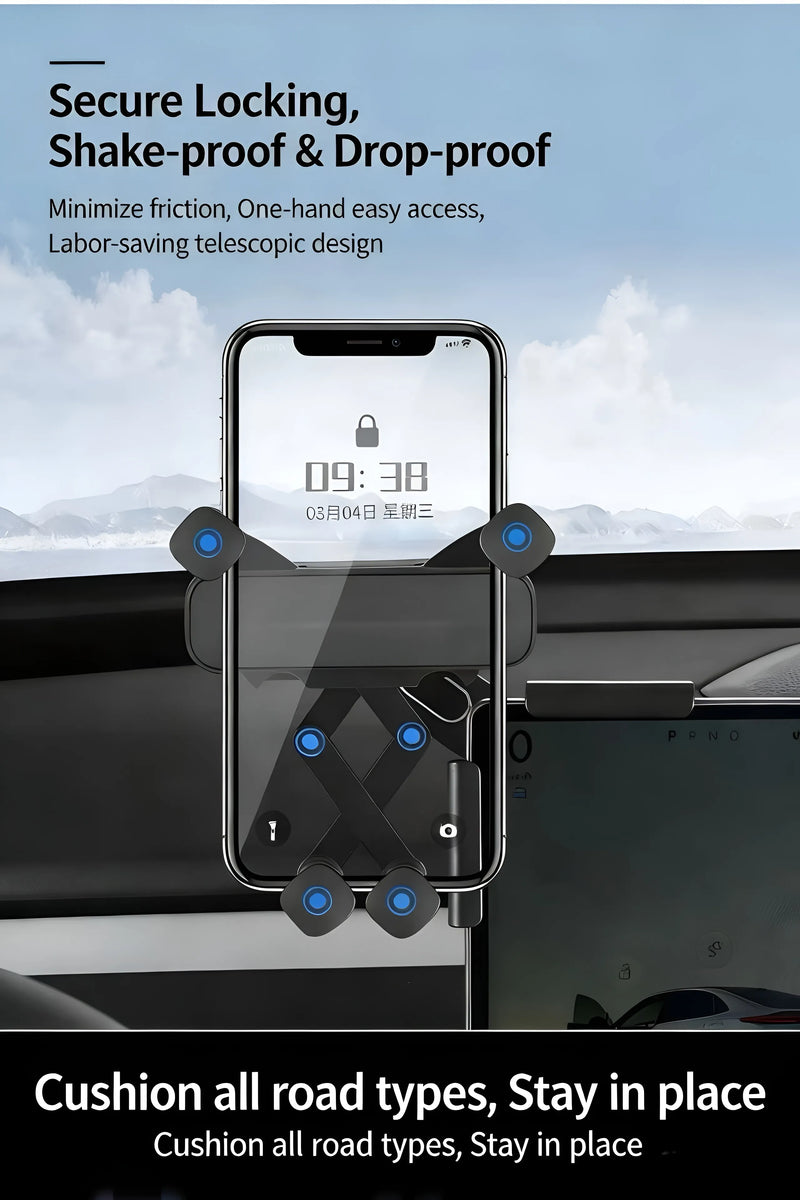 Tesla Model 3/Y Screen Phone Mount: 360° Swivel & Scratch-Free Silicone Protection Detail