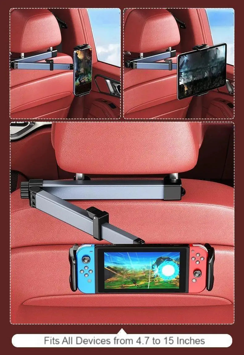 Adjustable Rear Seat Headrest Phone & Tablet Mount – Univeral Aluminum Alloy Car Holder Detail