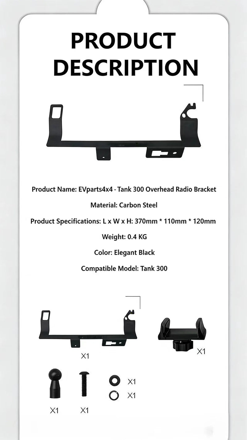 Soporte de teléfono para parasol GWM Tank 300/400/500/700 2023-2025 Detail