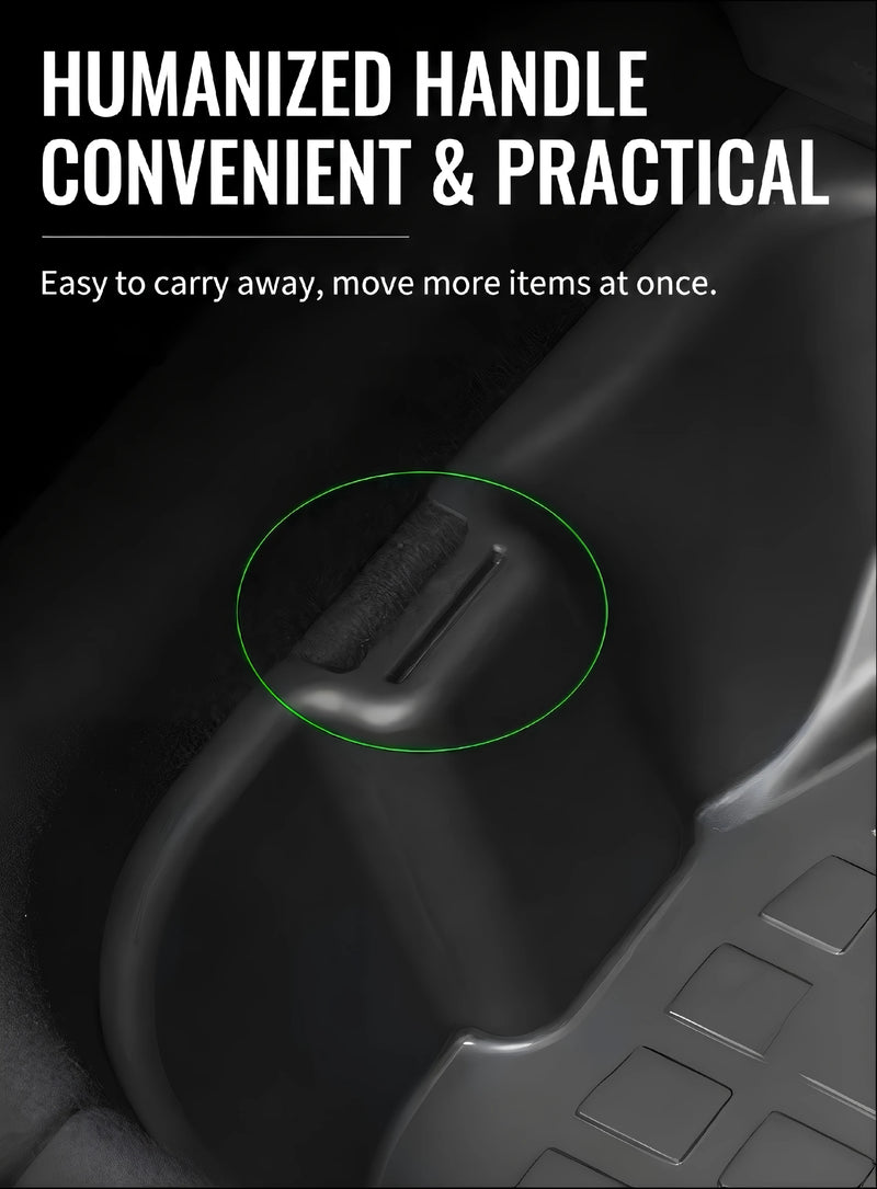 3-Piece TPE Trunk and Frunk Storage Organizer for Tesla Model Y (Right Hand Drive) | Upper & Lower Sub-Trunk Bins Detail