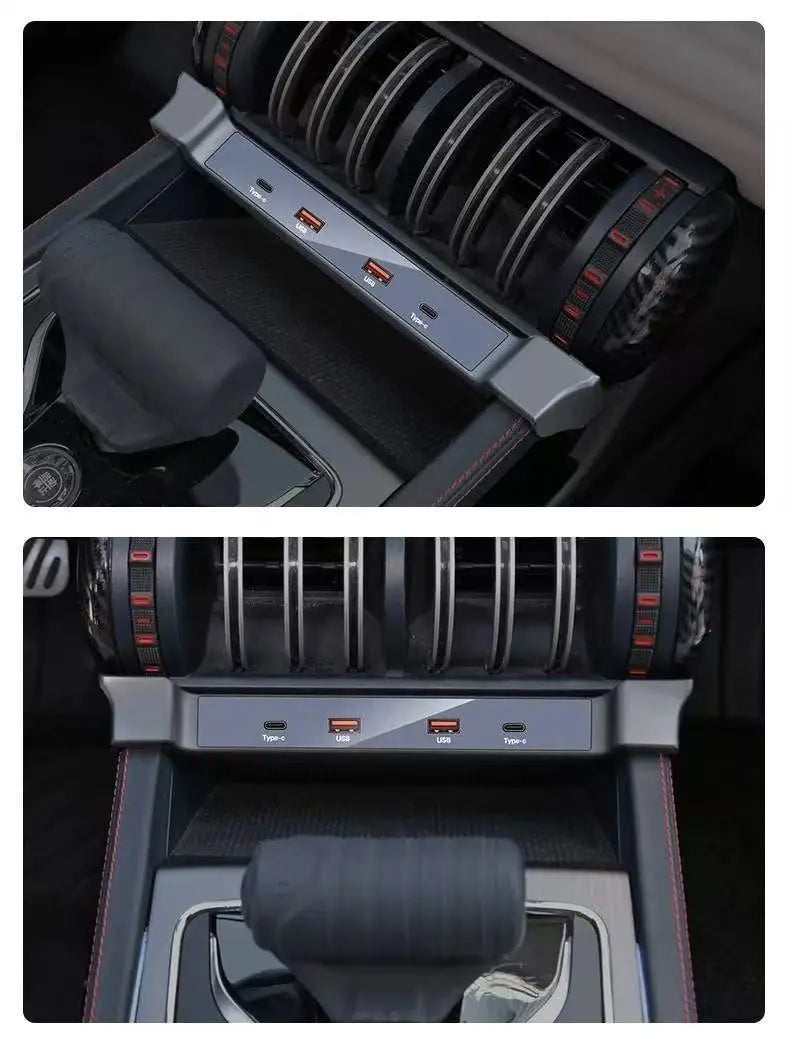 Multi-Port Fast Charging Central Console Charging Hub Detail