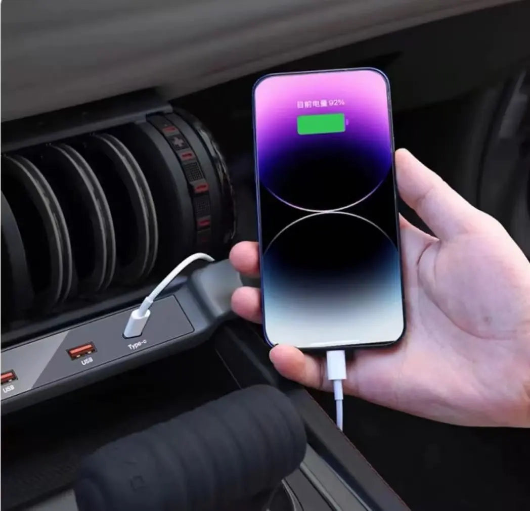 Multi-Port Car Charger for Center Console – Type-C & USB Quick Charge