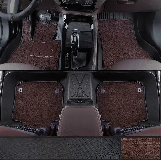 2009 - 2022 Kia Forte Luxury Carpets Car Floor Mats (Floor Mats) Full TPE Floor Mats + Thick Fiber (Brown)