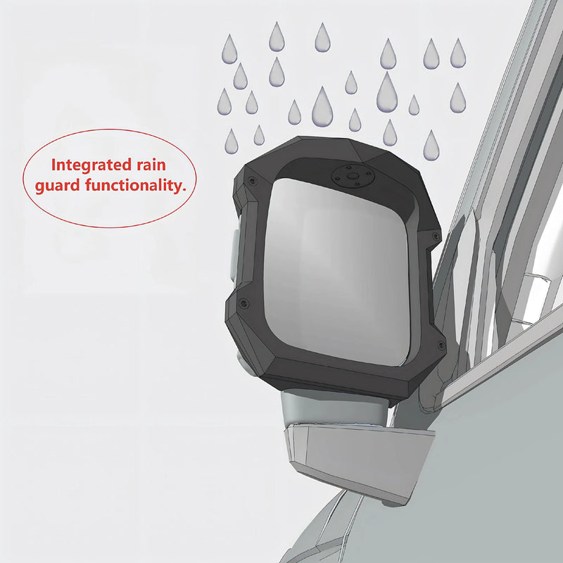 GWM Tank 300 Multi-Link Mirror Bracket: Rain Guard & Action Cam Mount Detail
