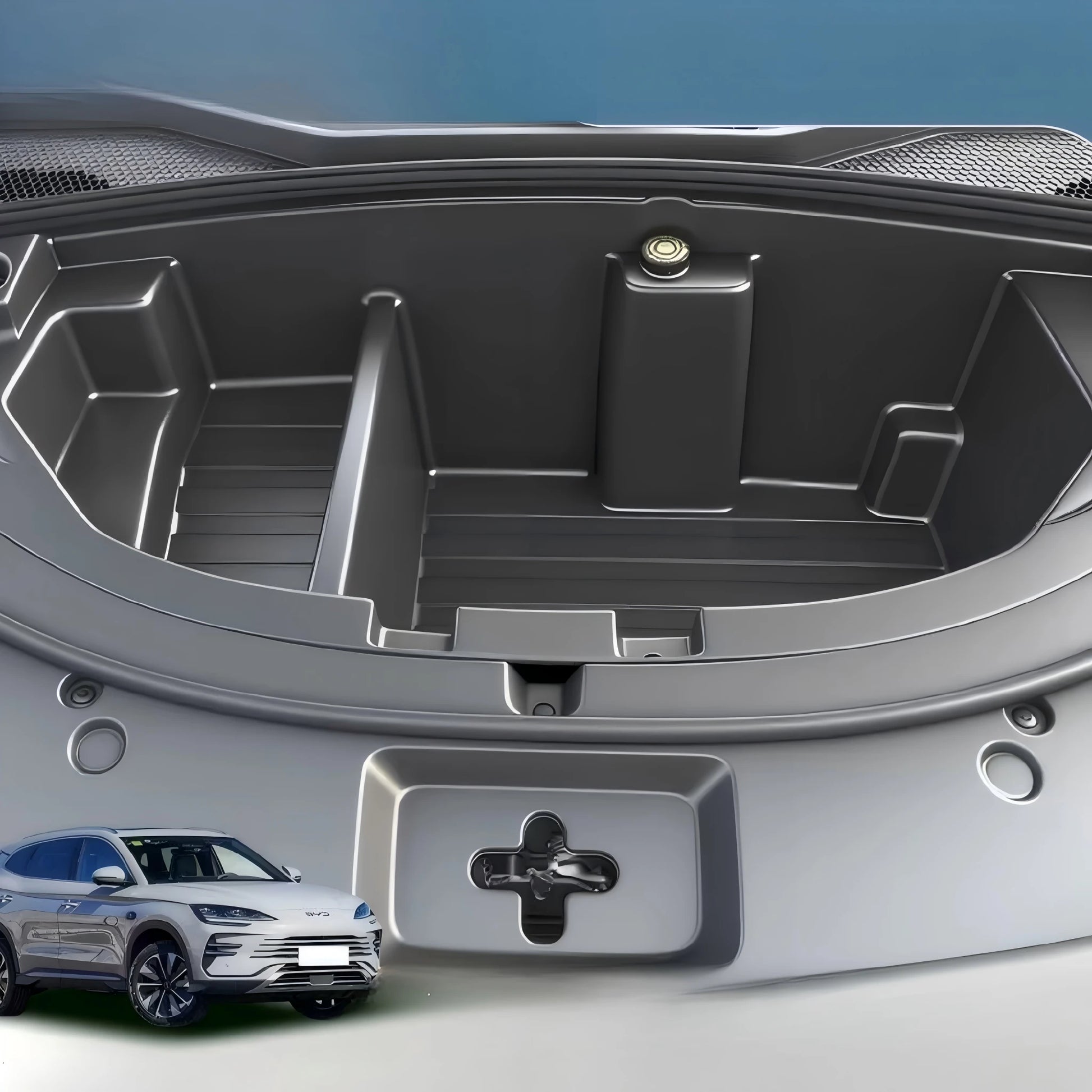 LHD BYD Seal U EV Custom-Fit Divided Front Trunk Storage Box installed view - BYD - Seal U EV