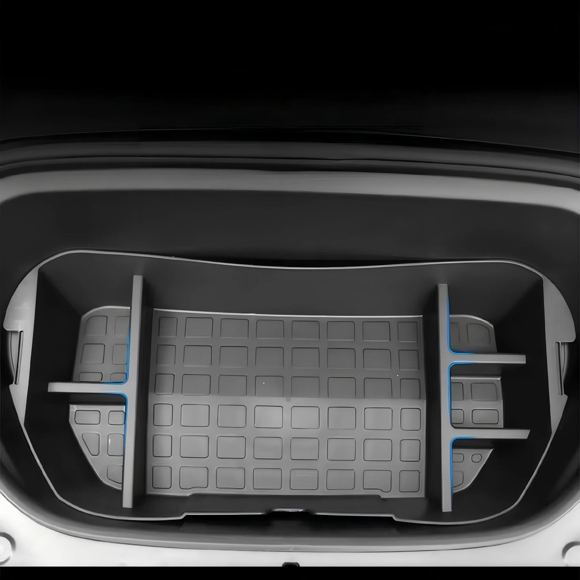 3-Piece TPE Trunk and Frunk Storage Organizer for Tesla Model Y (Right Hand Drive) | Upper & Lower Sub-Trunk Bins angled v...