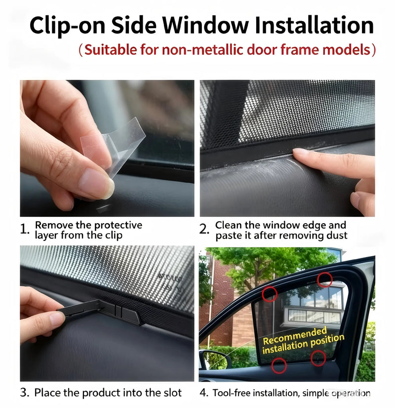 BYD Shark 6 Custom-Fit Overland Window Screens - Magnetic Mosquito-Proof Camping Mesh & Thermal Privacy Sun Shade Detail