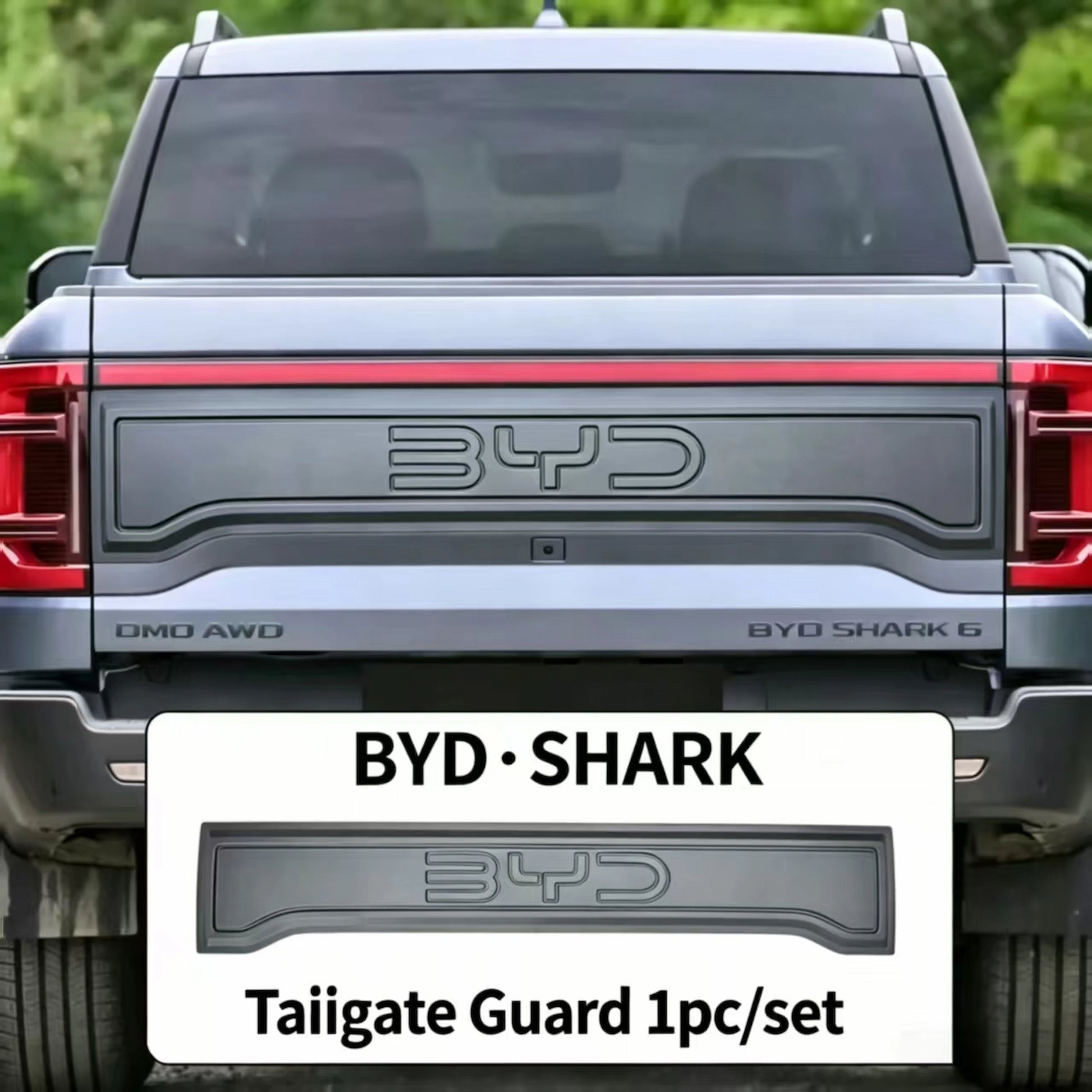 BYD Shark 6 Tailgate Trim & Spoiler, back view