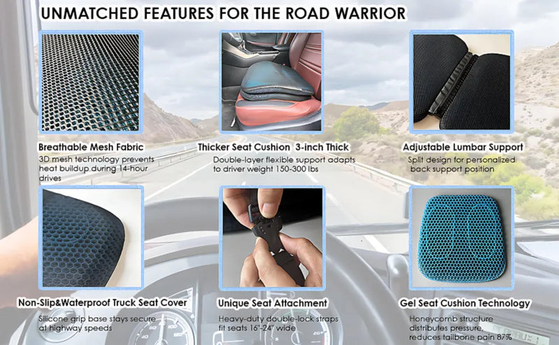 Cojín de Gel Transpirable para Asiento: Plegable y Divisible para SUV y Camiones - Uso Universal Detail