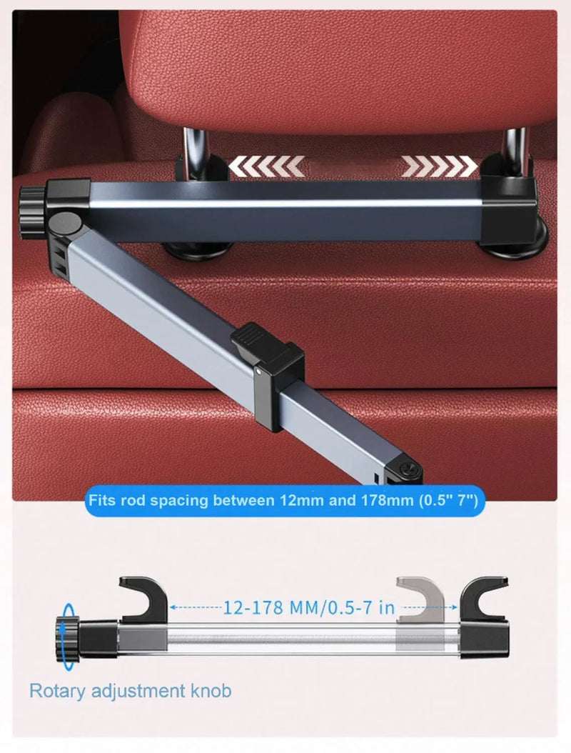 Adjustable Rear Seat Headrest Phone & Tablet Mount – Univeral Aluminum Alloy Car Holder Detail