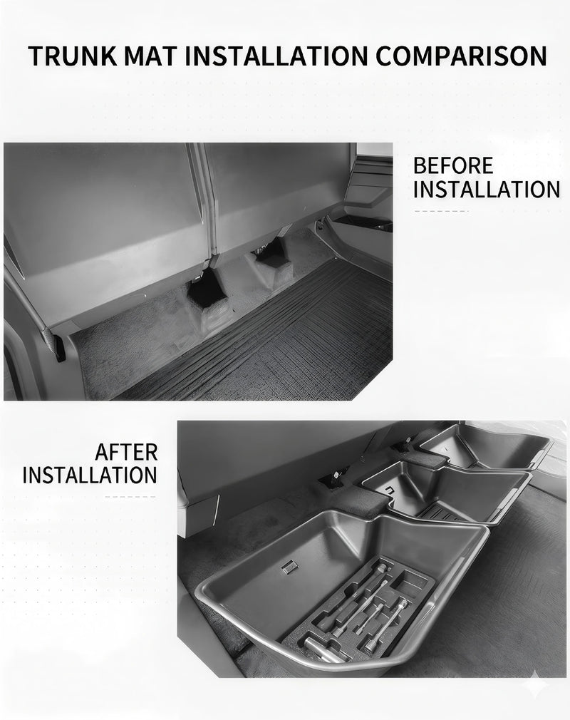 Tesla Cybertruck Rear Under-Seat Storage Bins (3-Piece Organizer Set) Detail
