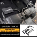 Upgraded damage-free quick-release rear seat bracket kit for Tank 300, featuring installation and component views.