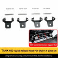 Tank 400 4-piece quick-release hook pin kit for seat understructure, including metal brackets, pins, and hardware.