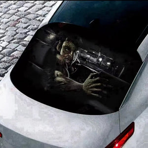 Anti - glare Semi - transparent Window Sticker – Custom Graphic Car Decal for Rear Glass (Window Sticker) car（52in*22in） giant man