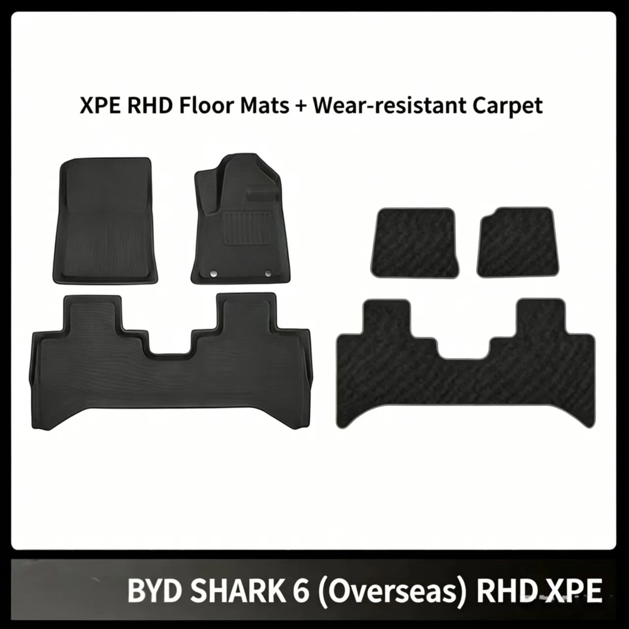 BYD Shark 6 Floor Mats & Tub Liner, angled view