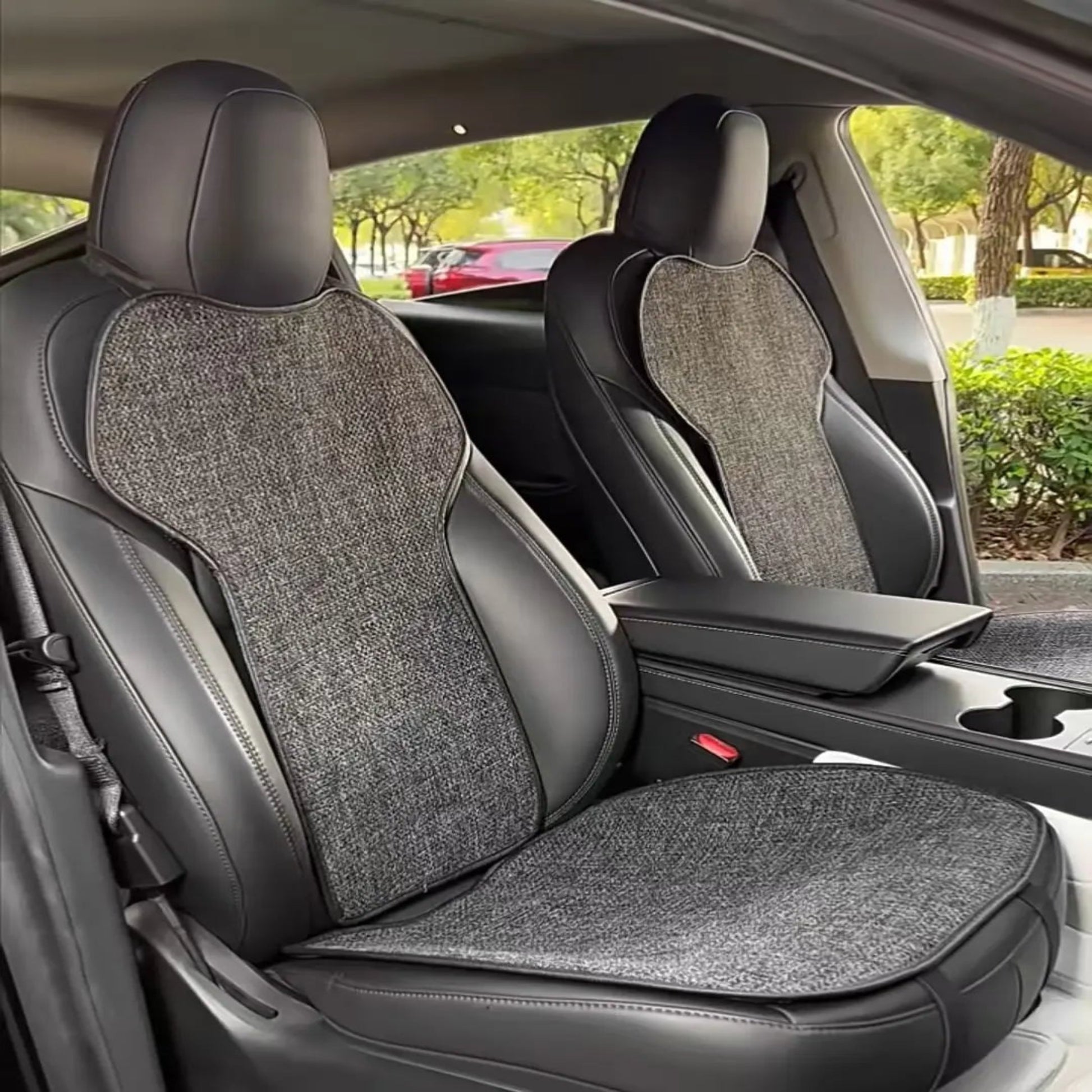 Flax Ventilate Car Seat and Back Cushion Set for Tesla Model 3/Y (Car Seat and Back Cushion Set) Front cushion and backrest cushion Model 3/3+
