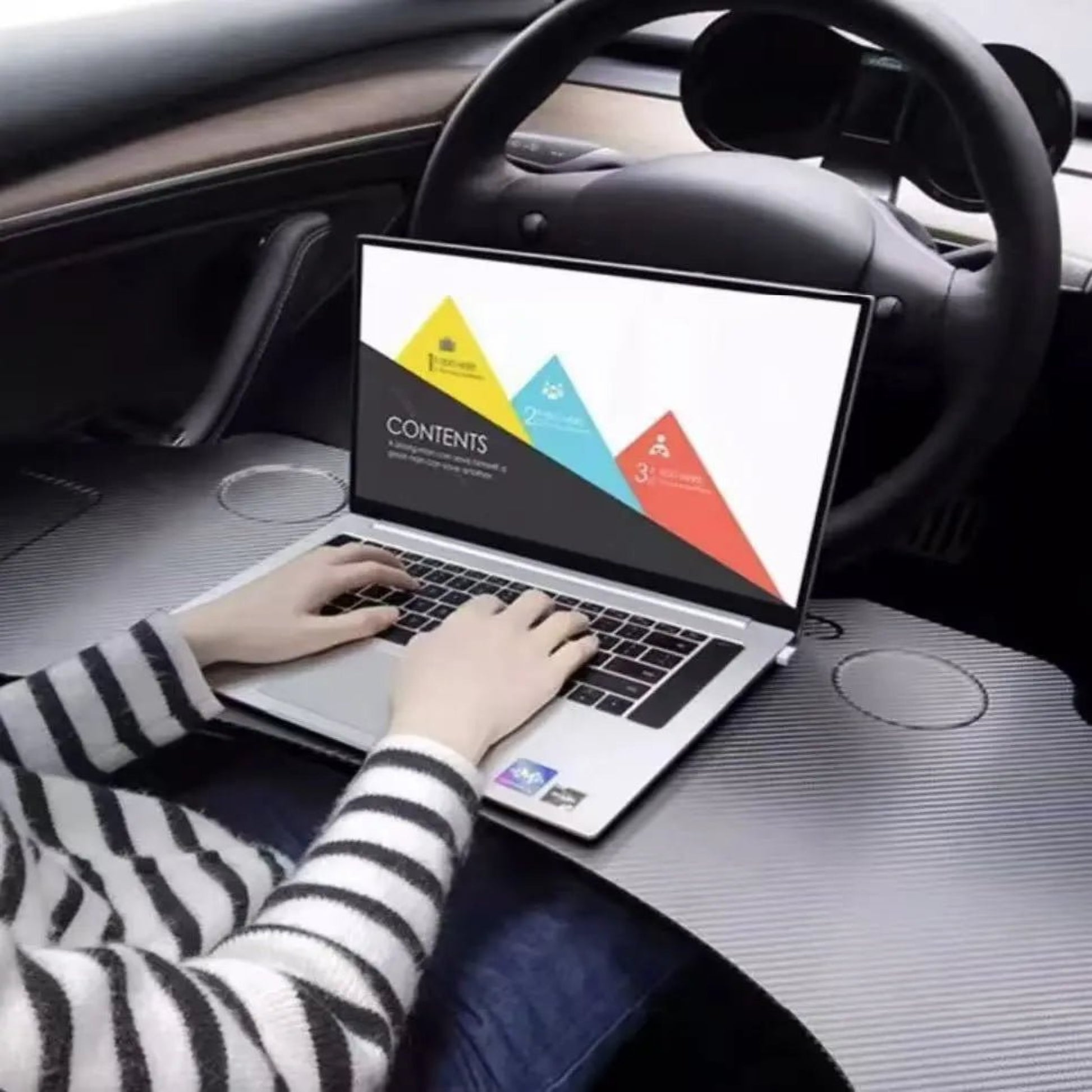 Foldable Laptop Tray for Tesla Model 3/Y (Car Laptop Tray) one size black