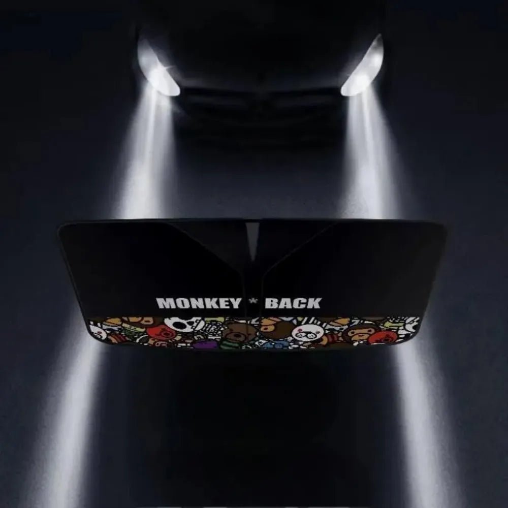 Front Windshield Sun Shade – Solid Color & Cartoon Design Options (Windshield Sun Shade) Double - sided Black