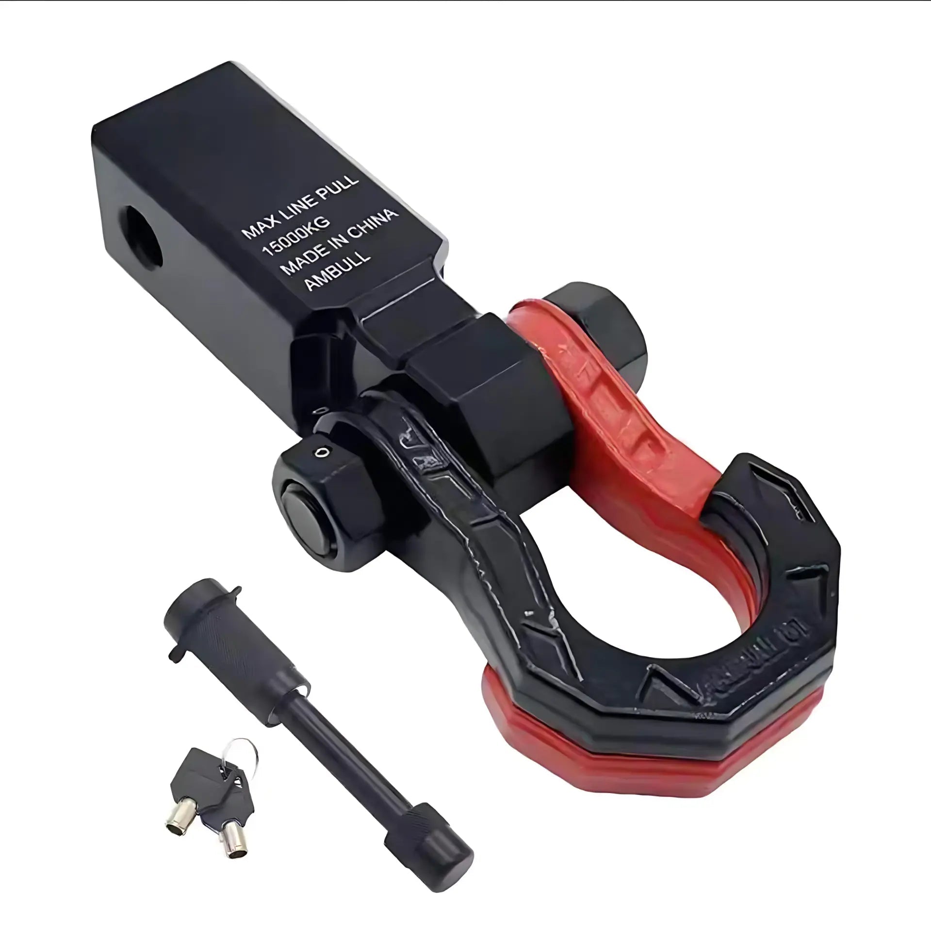 GWM TANK 300 400 Split Off - Road Tow Hook with Shackle (Tow Hitch) Anti - theft Red Split Towing Hook + Black Aluminum Alloy Towing Arm + Black Lock