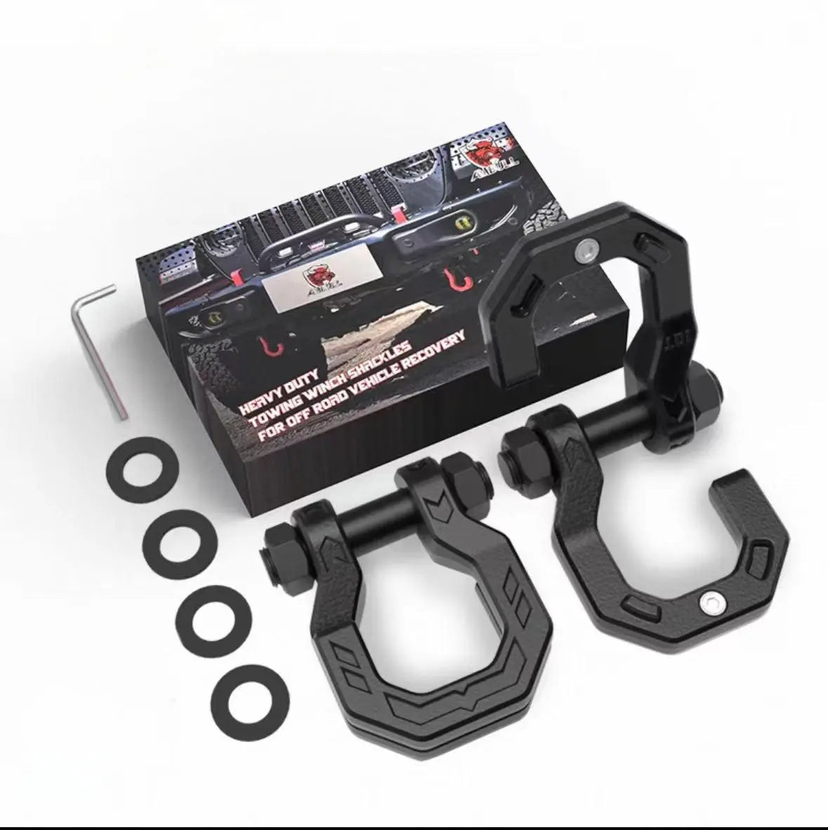 GWM TANK 300 400 Split Off - Road Tow Hook with Shackle (Tow Hitch) 【Upgraded Model】Black and Black Split Towing Hook (Pair) - 30 - ton Breaking Force