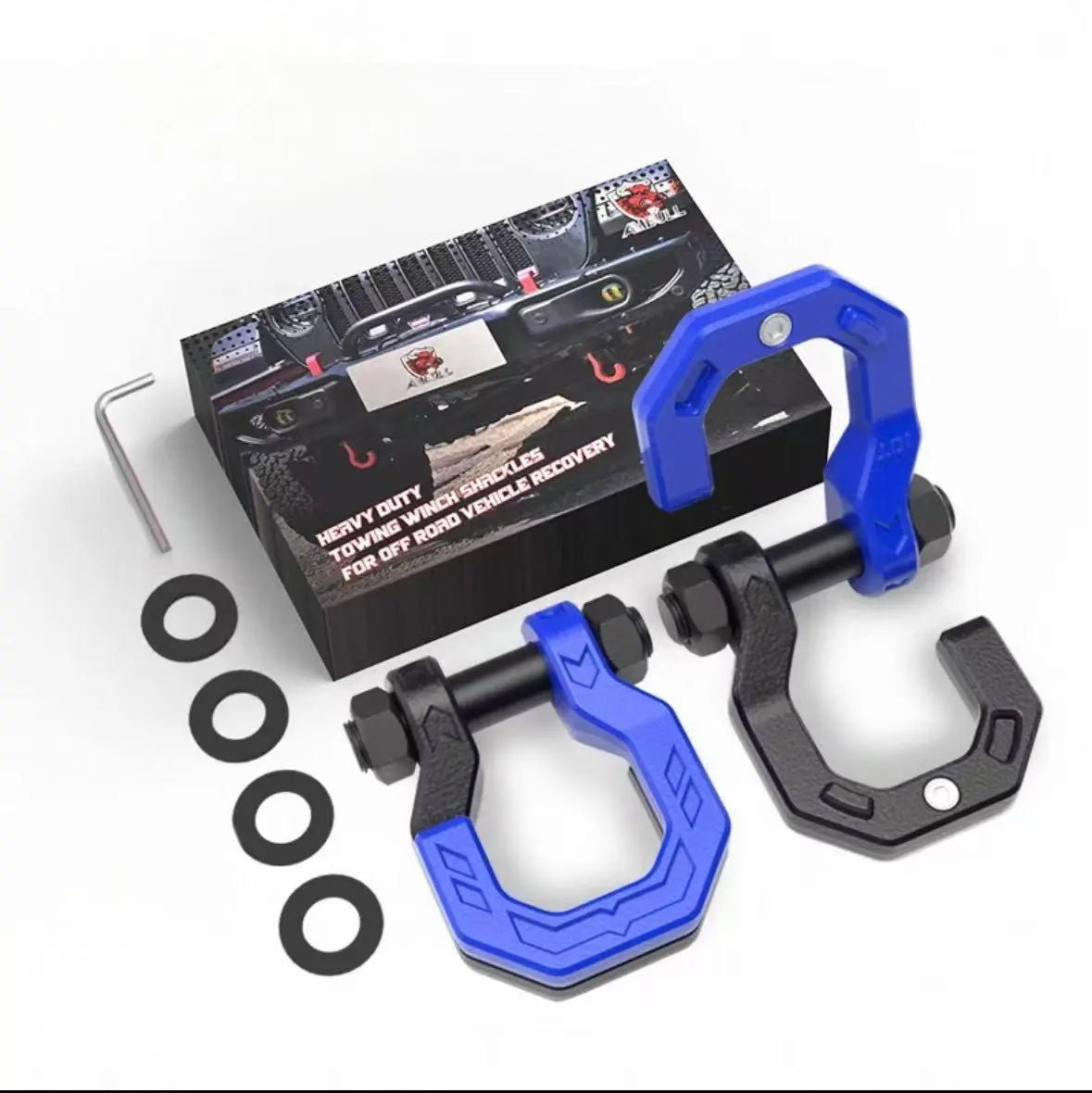 GWM TANK 300 400 Split Off - Road Tow Hook with Shackle (Tow Hitch) 【Upgraded Model】Blue and Black Split Towing Hook (Pair) - 30 - ton Breaking Force