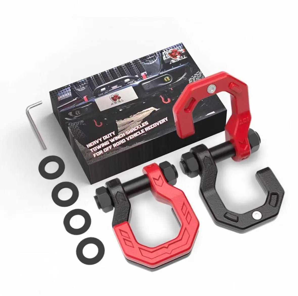 GWM TANK 300 400 Split Off - Road Tow Hook with Shackle (Tow Hitch) 【Upgraded Model】Red and Black Split Towing Hook (Pair) - 30 - ton Breaking Force