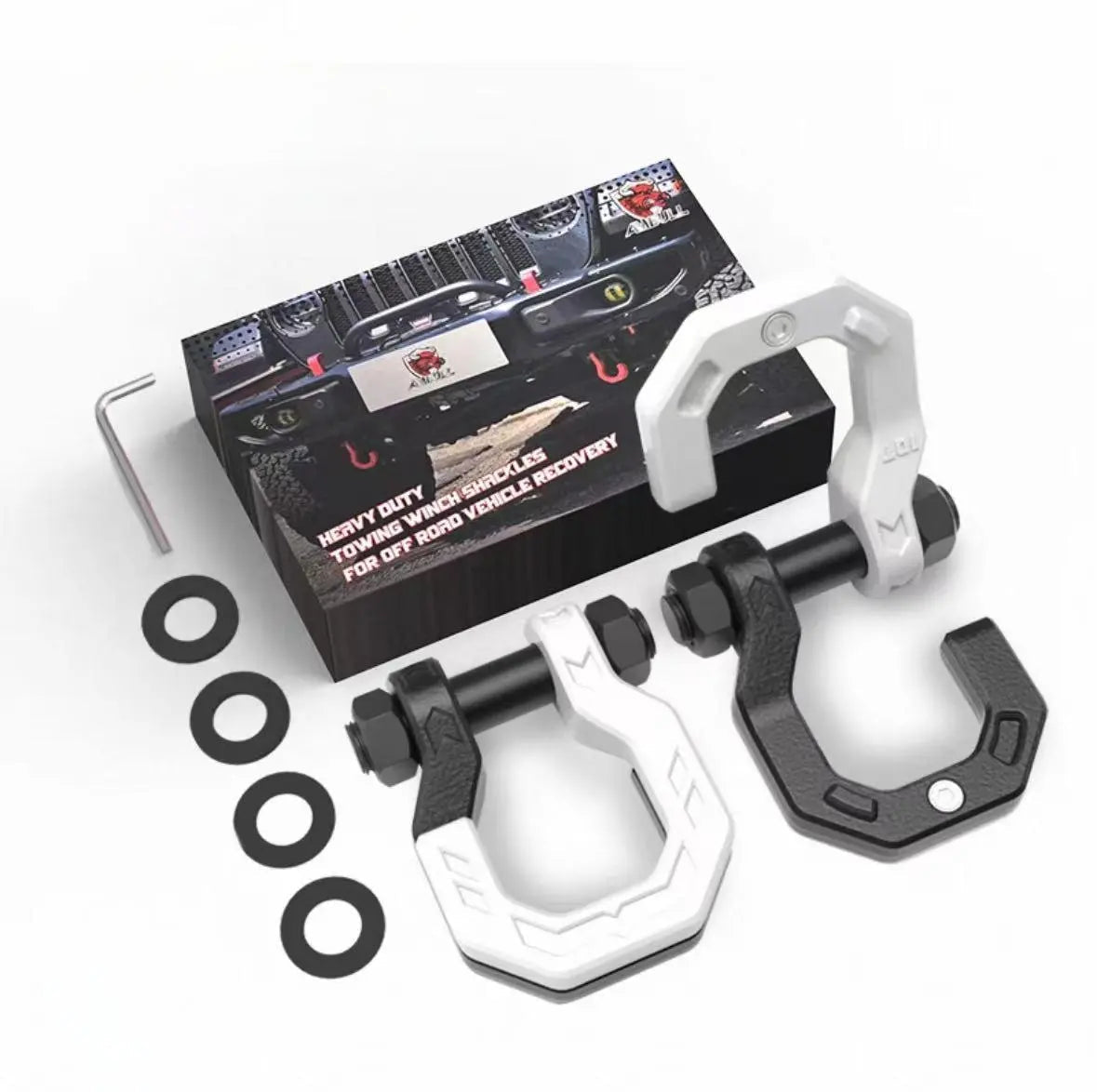 GWM TANK 300 400 Split Off - Road Tow Hook with Shackle (Tow Hitch) 【Upgraded Model】White and Black Split Towing Hook (Pair) - 30 - ton Breaking Force