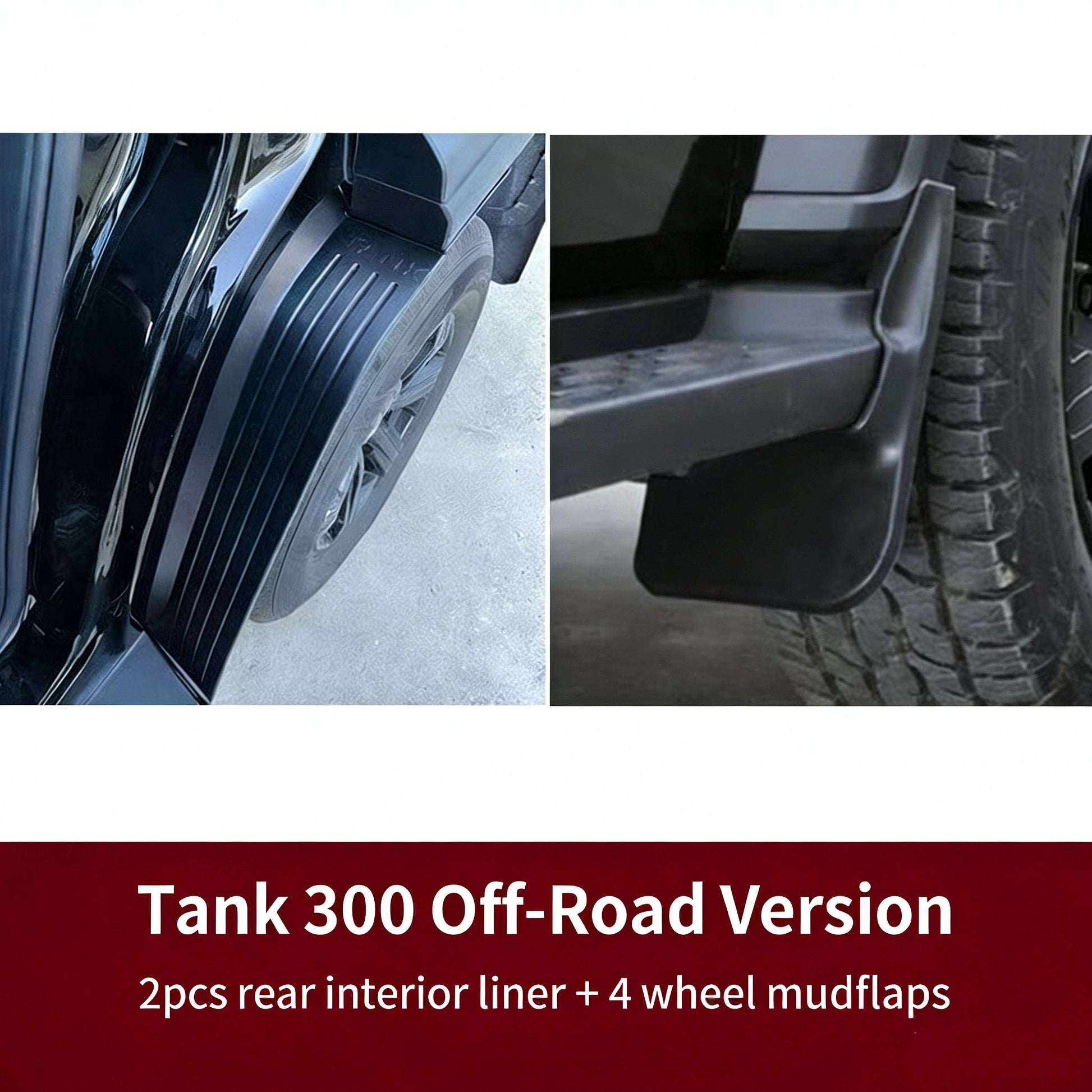 GWM TANK300 Mudflaps (Mudflaps) GWM tank 300 petrol version 2pcs rear door liners + 4 pcs mudflaps