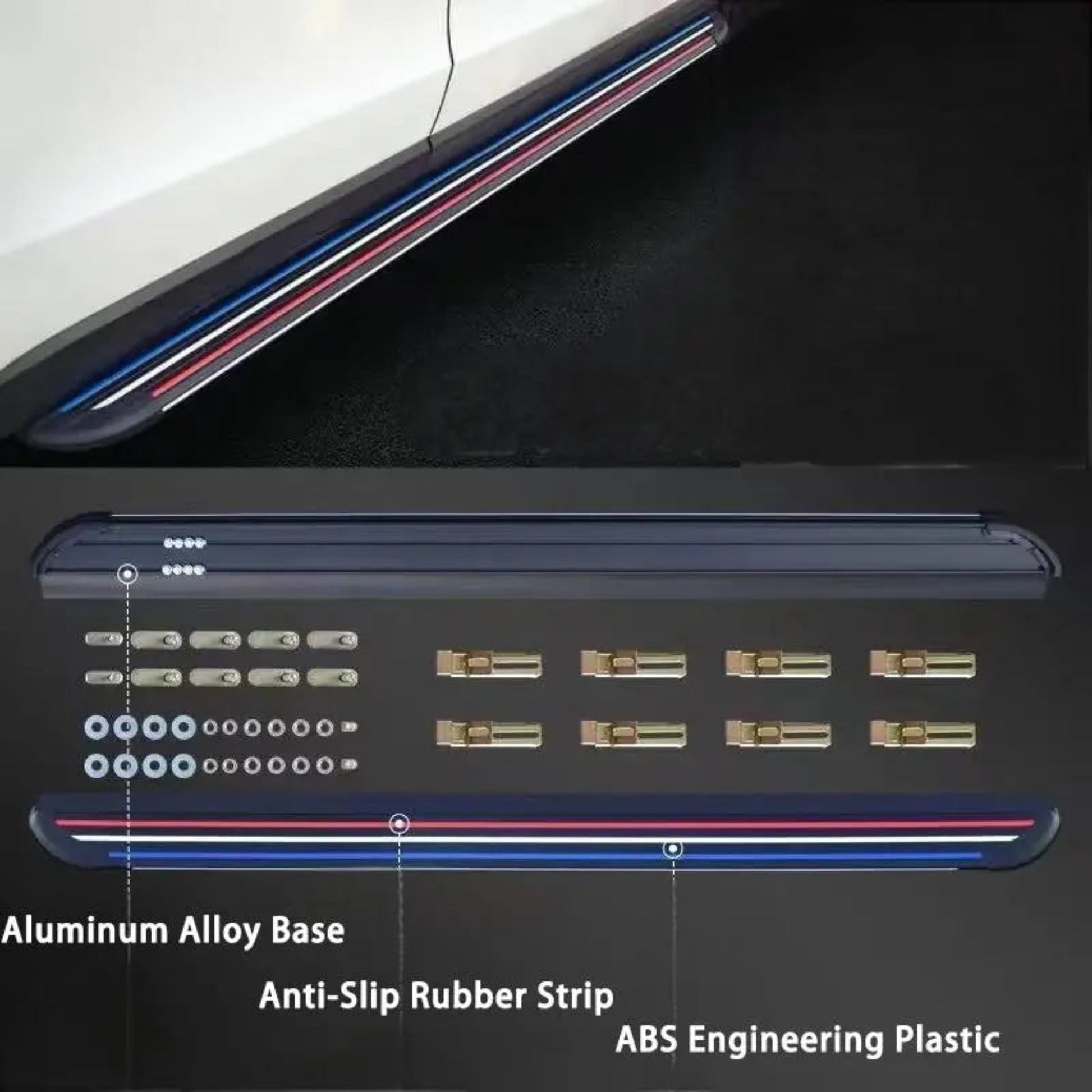 One Pair 2020 - 2024 BYD Atto 3 Aluminum Side Steps (Aluminum Side Step) Tricolour