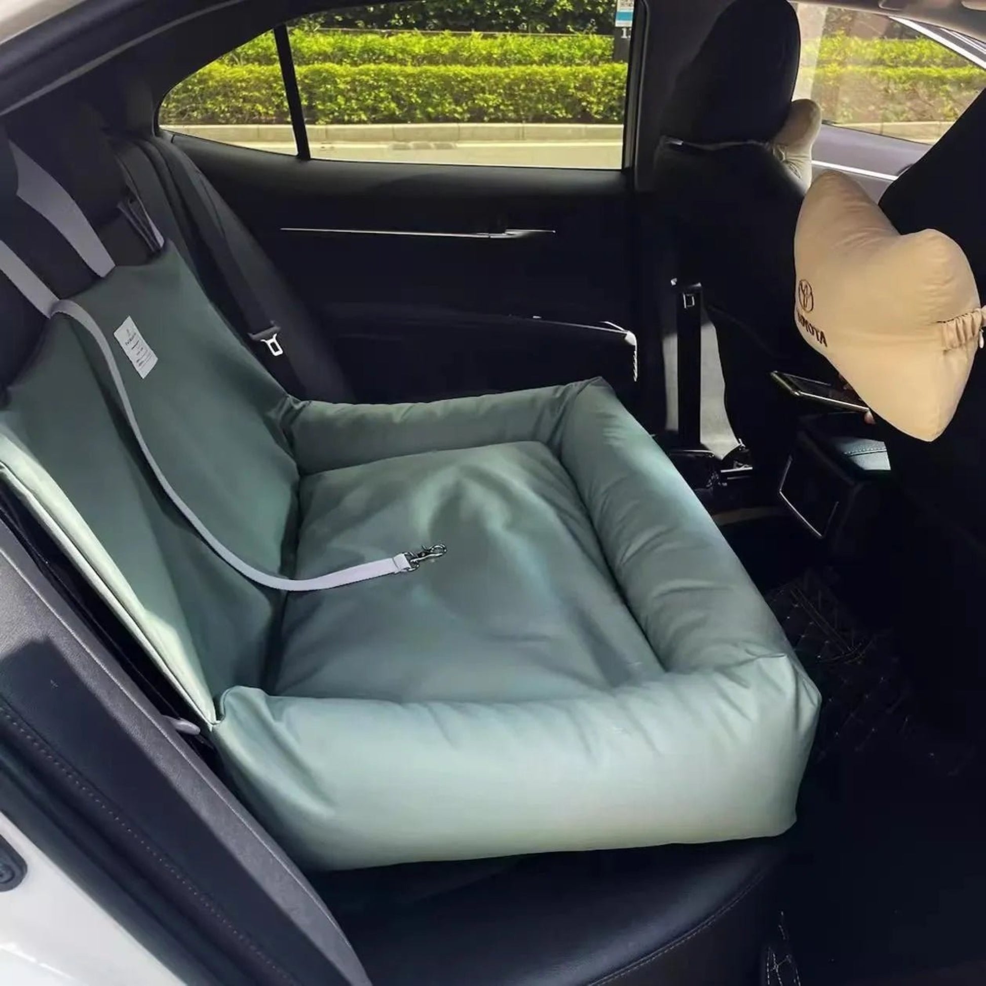Portable Pet Car Seat with handle strap (Pet Car seat) Single seat {green blue}