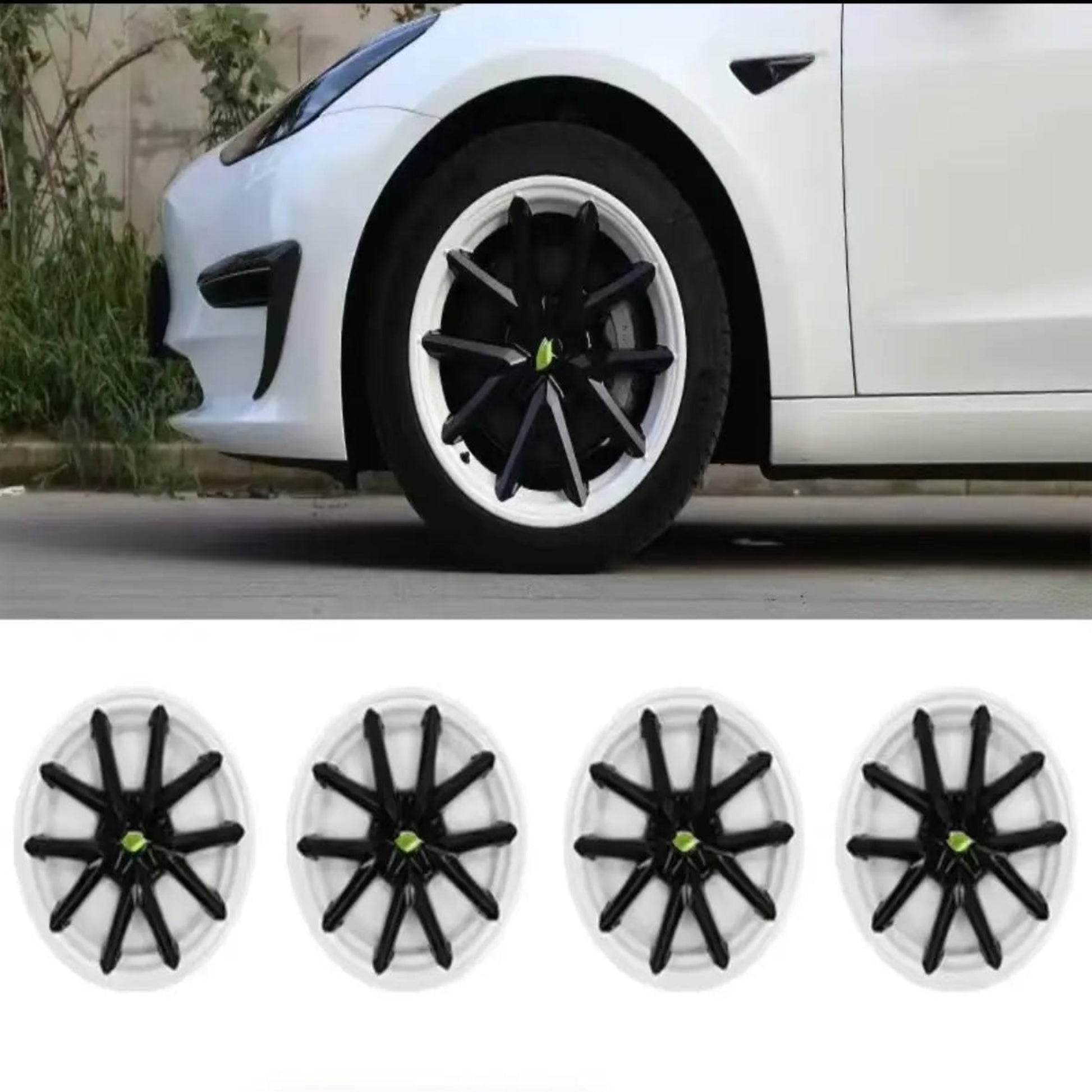 Premium Wheel Hub Caps for Tesla Model 3 and Y (Wheel Covers) black and white collocation model 3 18 - inch