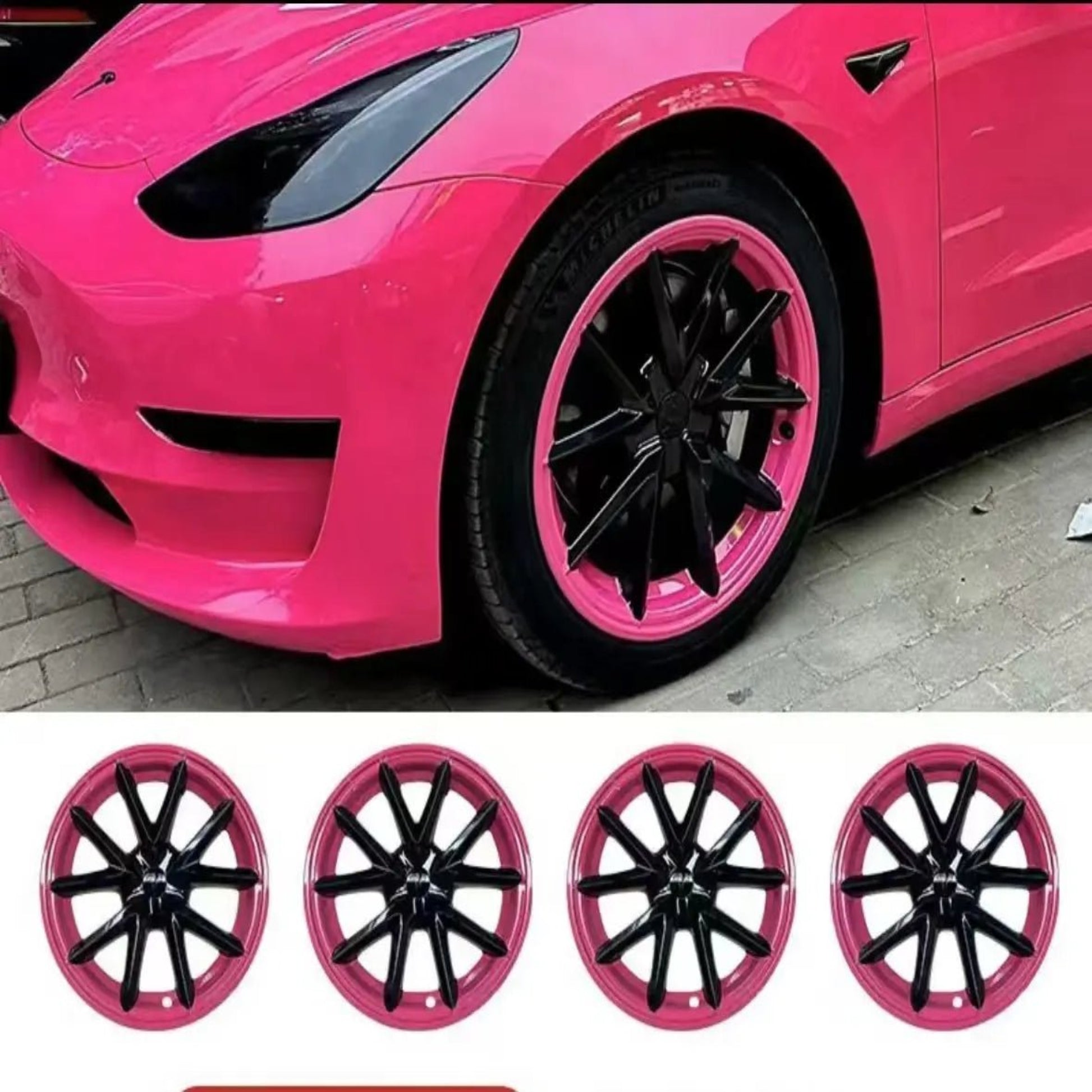Premium Wheel Hub Caps for Tesla Model 3 and Y (Wheel Covers) plum red model y 19 - inch