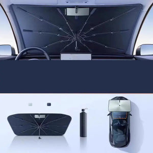 Universal Fit Windshield Sunshade Umbrella – Heat Blocker for All Vehicles (Sun Shade Umbrella) Gloss Black