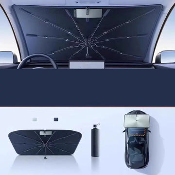 Universal Fit Windshield Sunshade Umbrella – Heat Blocker for All Vehicles (Sun Shade Umbrella) Gloss Black
